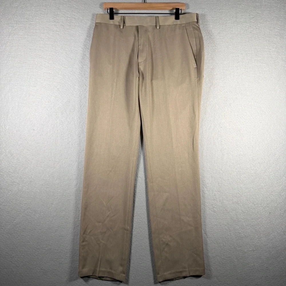 Reaction Kenneth Cole Men Slim Fit Dress Pants Oatmeal Heather 34x32 KD50146 NWT